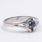 Vintage 14k gold ring with sapphire and diamonds (0.10ct), 1980s