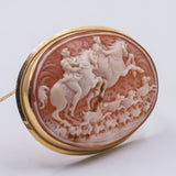 Spilla/ciondolo vintage in oro 18k con cammeo su conchiglia , anni 50