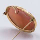 Spilla/ciondolo vintage in oro 18k con cammeo su conchiglia , anni 50
