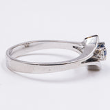 Vintage 14k gold ring with sapphire and diamonds (0.10ct), 1980s