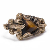 Anello vintage in oro giallo 8k con occhio di tigre, anni '70