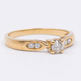 Anello vintage in oro giallo 18k con diamanti (0.19ctw), anni '70