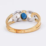 Vintage 18K gold ring with diamonds and sapphire, 1980s