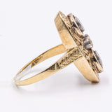 Anello vintage in oro giallo 18K con rubini e diamanti (0.10ctw ca.), anni '70