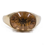 Anello da cocktail vintage in oro giallo 14K con quarzo fumé, anni '70