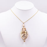 Spilla/Ciondolo borbonica in oro 14k con mano snodata, seconda meta dell'800