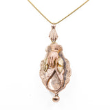 Spilla/Ciondolo borbonica in oro 14k con mano snodata, seconda meta dell'800