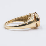 Anello da cocktail vintage in oro giallo 14K con quarzo fumé, anni '70