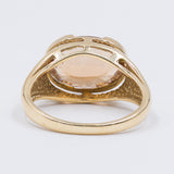 Anello da cocktail vintage in oro giallo 14K con quarzo fumé, anni '70