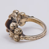 Anello vintage in oro giallo 8k con occhio di tigre, anni '70