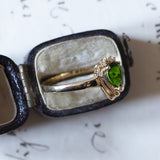 Anello vintage in oro 8K con cromodiopside verde e diamanti, anni '70/'80