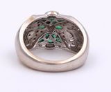 Anello in oro bianco 14k con brillanti e smeraldi - Antichità Galliera