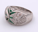 Anello in oro bianco 14k con brillanti e smeraldi - Antichità Galliera