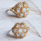 Bague vintage en or 14 carats avec opales, années 50/60