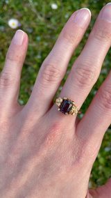 Bague vintage en or 14 carats avec topaze, années 60/70