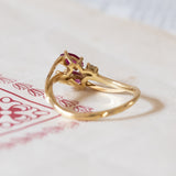 Anello vintage in oro 18K con rubini e diamanti, anni '70