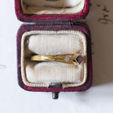 Anello vintage in oro 18K con rubino e diamanti, anni '60