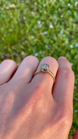 Bague vintage en or 14 carats avec diamants taille huit-huit, 1950