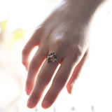 Vintage 14K gold ring with sapphires and diamonds, 1970s