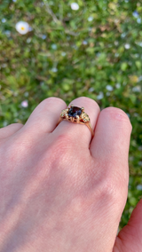 Bague vintage en or 14 carats avec topaze, années 60/70