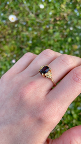 Bague vintage en or 14 carats avec topaze, années 60/70