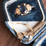 Bague vintage en or 14 carats avec topaze, années 60/70