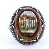 Anello in oro 12k e argento con micromosaico su avventurina, prima metà dell'800