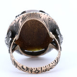 Anello in oro 12k e argento con micromosaico su avventurina, prima metà dell'800