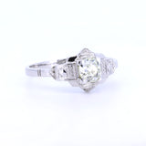 Art Deco solitaire in 18K white gold with old mine cut diamonds of approx. 0.50 ct, 1930s