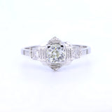 Art Deco solitaire in 18K white gold with old mine cut diamonds of approx. 0.50 ct, 1930s