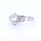 Art Deco solitaire in 18K white gold with old mine cut diamonds of approx. 0.50 ct, 1930s