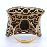 Anello antico in oro 18k e argento con rosette di diamante, anni 40