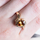 Anello vintage in oro 14K con topazio giallo e diamanti, anni '70