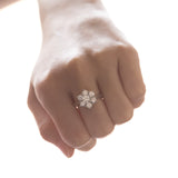 Bague marguerite en or blanc 18 carats avec diamants (1,69 tw)