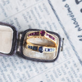 Anello vintage in oro 18K con zaffiri, anni '70