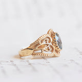 Bague vintage aigue-marine en or 14 carats, 1950