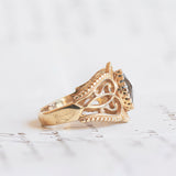 Bague vintage aigue-marine en or 14 carats, 1950