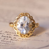 Anello vintage in oro 18K con acquamarina, anni '50