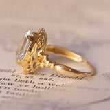 Anello vintage in oro 18K con acquamarina, anni '50