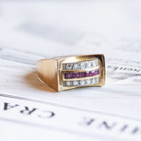 18K gold ring with diamonds (0.25ctw approx.) And rubies, 1940s