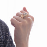 18K gold ring with diamonds (0.25ctw approx.) And rubies, 1940s