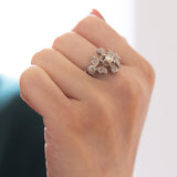 Antique 14K gold and silver ring with rosette cut diamonds, 1910s / 1920s