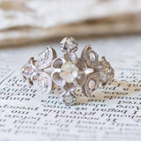 Antique 14K gold and silver ring with rosette cut diamonds, 1910s / 1920s