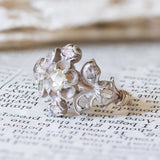 Antique 14K gold and silver ring with rosette cut diamonds, 1910s / 1920s
