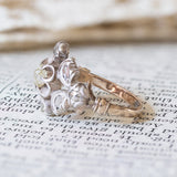 Antique 14K gold and silver ring with rosette cut diamonds, 1910s / 1920s