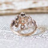 Antique 14K gold and silver ring with rosette cut diamonds, 1910s / 1920s