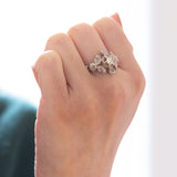 Antique 14K gold and silver ring with rosette cut diamonds, 1910s / 1920s
