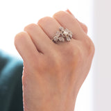 Antique 14K gold and silver ring with rosette cut diamonds, 1910s / 1920s