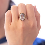 Anello Art Nouveau in oro 14K e argento con acquamarina (3ct ca.), anni '20