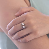 Anello antico in oro 18K e argento con perla e diamante (0.43ct ca.) e perla, primi del '900